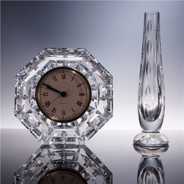 2pc Waterford Crystal Clock & Bud Vase