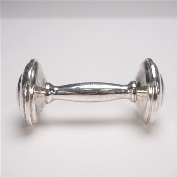 Sterling Silver Baby Rattle with Monogram and Mark