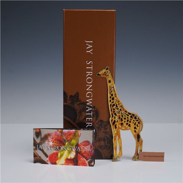 Jay Strongwater Jeweled Giraffe Enameled Metal Bookmark with Box