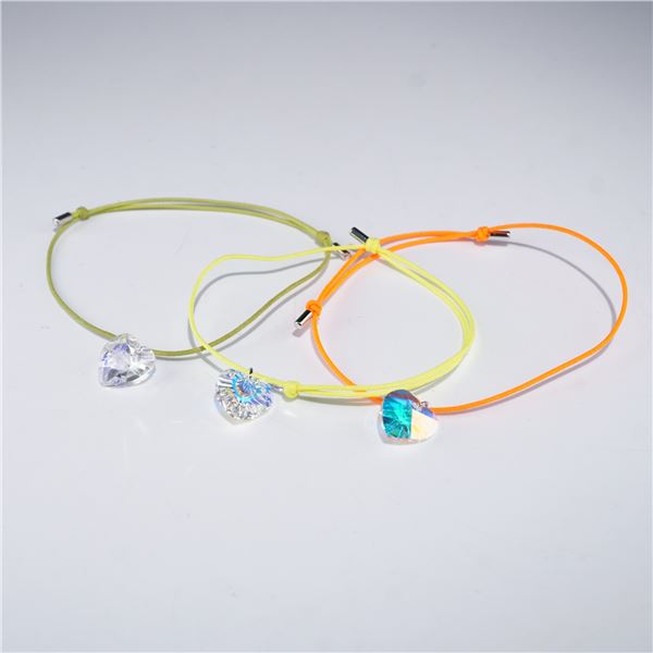 3pc Swarovski Crystal Heart Charm Bracelets