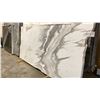 Image 1 : WHITE MARBLE STONE SLAB - 5' X 9.75' X 3/4" (CLE005)