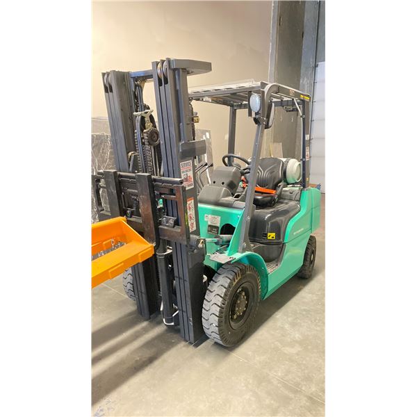 MITSUBISHI MODEL FG25N PROPANE FORKLIFT - 4500LBS. CAPACITY, 48" FORKS, SOLID TIRES,