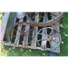 Image 2 : 3 Steel Wheels , 1 with Wood Spokes , 30'' Largest Diameter 