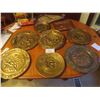 Image 1 : 8 x Copper Embossed Decorative Wall Plaques, Biggest 14 1/2"