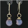 Image 4 : Classic 14k Yellow Gold 8.3mm Round Gray Tahitian Pearl Dangle Hook Earrings