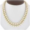 Image 1 : Vintage 14K Gold Garnet & Seed Beaded Clasp Dual Strand 7.4-7.8mm Pearl Necklace