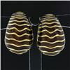 Image 2 : Vintage 18K Yellow Gold Chocolate Brown Enamel Wavy Domed Clip On Cuff Earrings