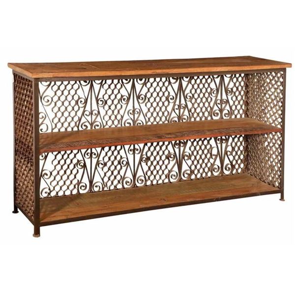 Art. Iron Console Table With Teak Wood Top