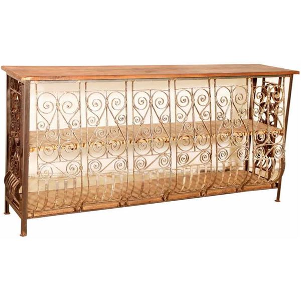 Art. Iron Console Table With Teak Wood Top