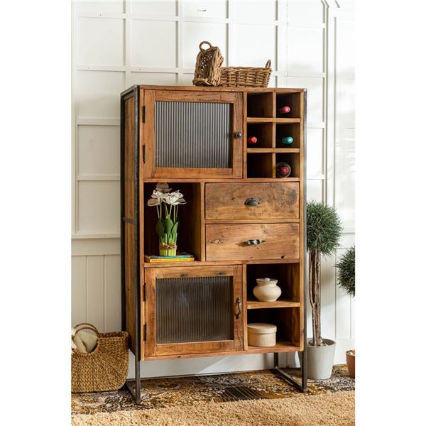 Reclaimed Wooden Sideboard, Metal Frame