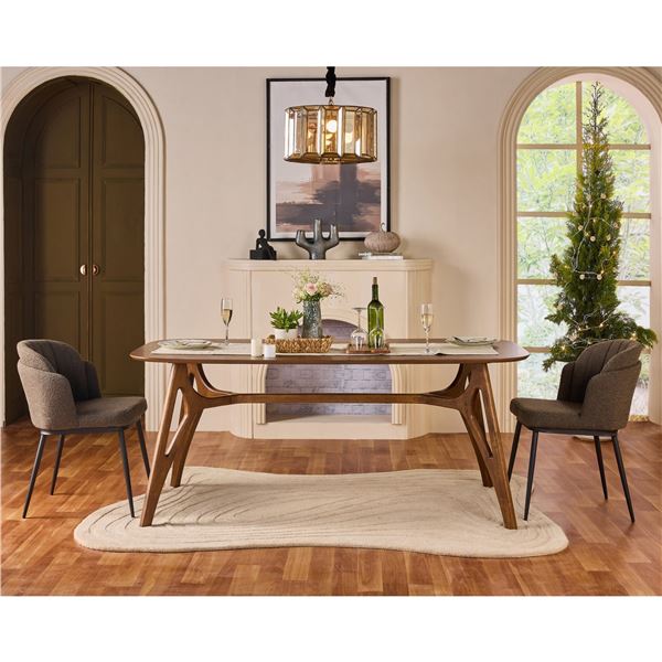 Olivia Judd Dining Table, Dark Walnut,