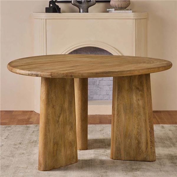 Contemporary Natural Wood Dining Table, Limewash