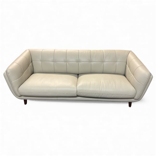 Prospera Home Cream Tufted Leather Sofa