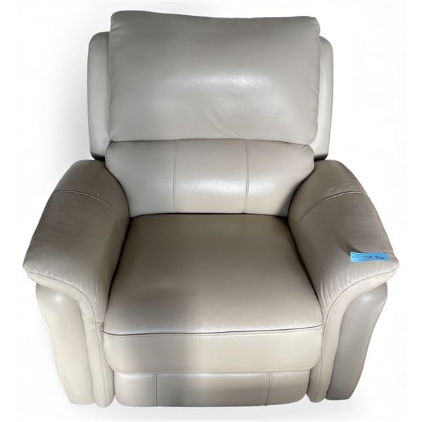 Prospera Home Reclining Cream Leather Armchair (Left Side Minor Scratch)