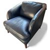 Image 1 : Prospera Home Modern Navy Leather Lounge Chair w/Walnut Legs