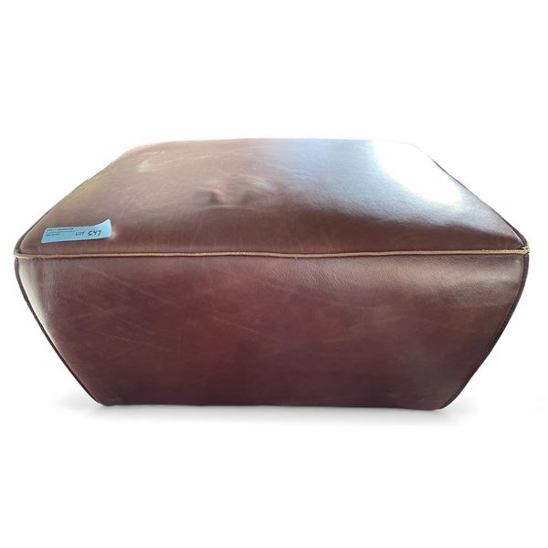 Prospera Home Small Square Leather Pouf Ottoman