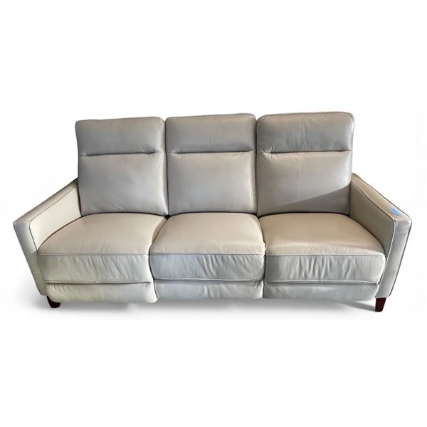 Prospera Home Light Cream Leather Powered Reclining Sofa
