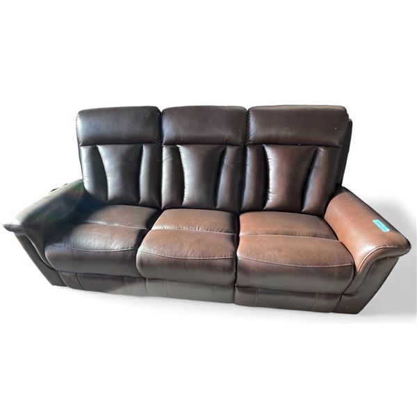 Prospera Home Brown Leather Triple-Seat Power Reclining Sofa