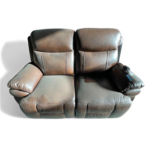 Prospera Home Top Grain Genuine Leather Loveseat Power Recliner Retail $3000