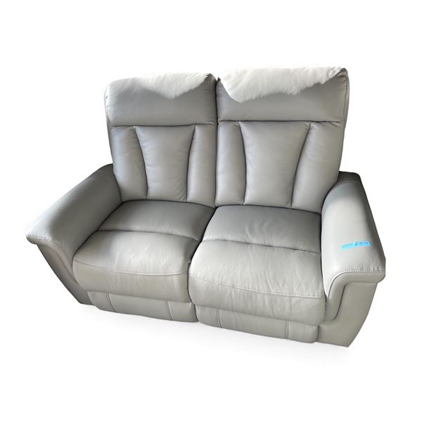 Prospera Home Top Grain Genuine Loveseat Power Recliner Retail $3000