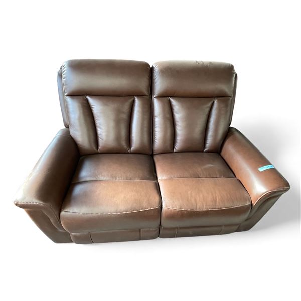 Prospera Home Top Grain Genuine Loveseat Power Recliner Retail $3000
