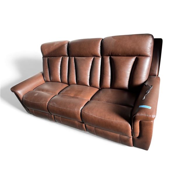 Prospera Home Top Grain Genuine Loveseat Power Recliner Retail $4000