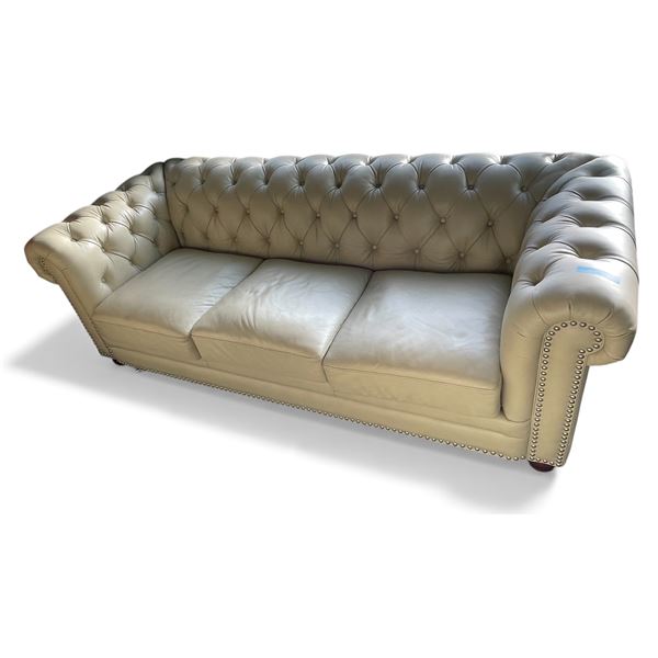 Prospera Home Cream Leather Chesterfield Sofa