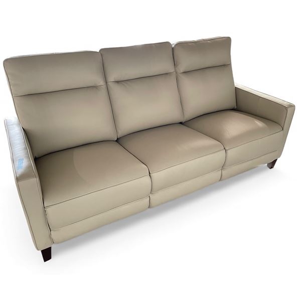 Prospera Home Cream Top-Grain Leather Power Reclining 3-Seat Sofa