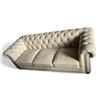 Image 1 : Prospera Home Cream Leather Chesterfield Sofa