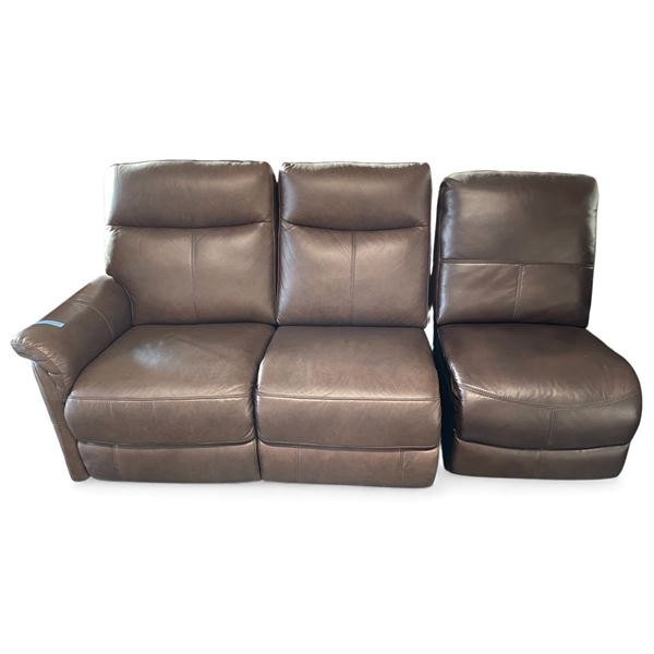 Prospera Home Brown Leather Reclining Loveseat + Armless Chair