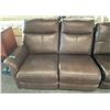 Image 2 : Prospera Home Brown Leather Reclining Loveseat + Armless Chair