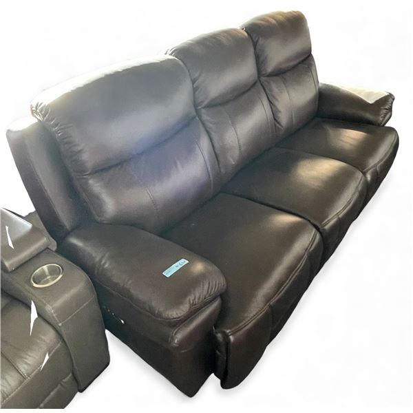 Prospera Home Dark Brown Leather Powered Reclining Three-Seater Sofa