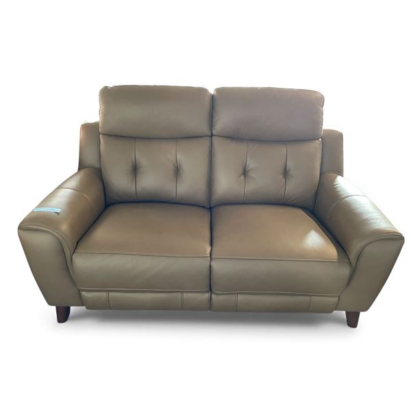 Prospera Home Light Brown Leather Double Seater Powered Reclining Sofa
