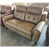 Image 2 : Prospera Home Light Brown Leather Double Seater Powered Reclining Sofa