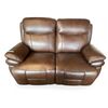 Image 1 : Prospera Home Brown Leather Double Seater Powered Reclining Sofa