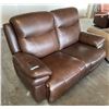 Image 2 : Prospera Home Brown Leather Double Seater Powered Reclining Sofa