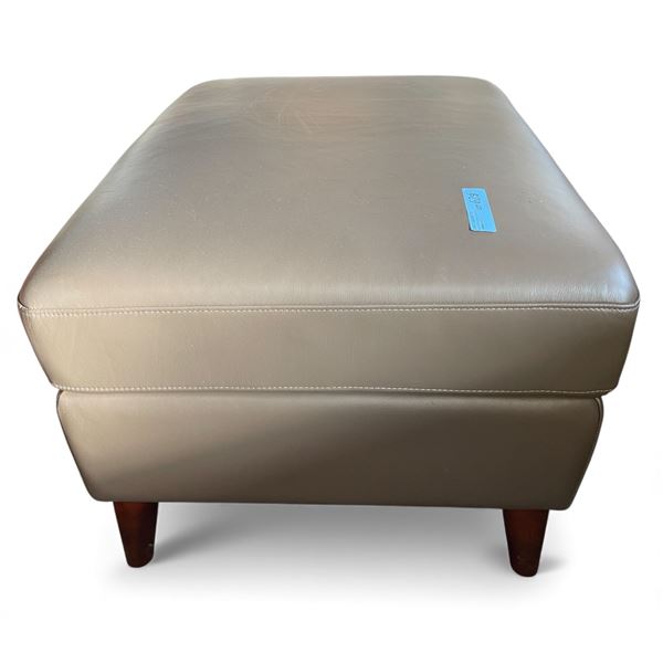 Prospera Home Dark Beige Leather Ottoman