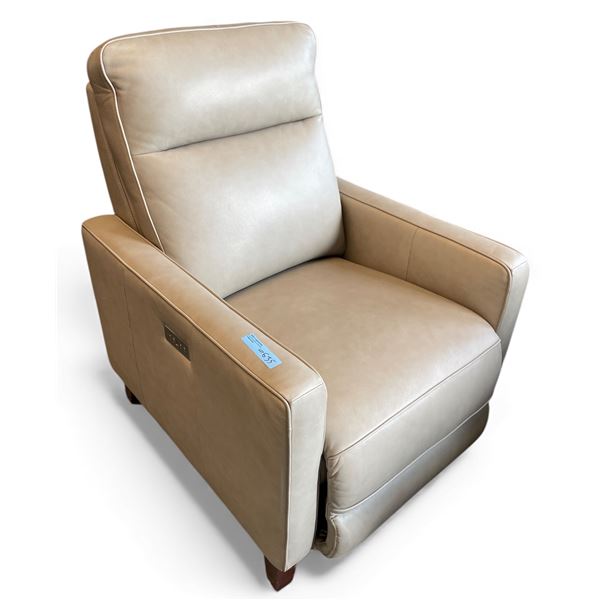 Prospera Home Cream Leather Powered Reclining Sofa