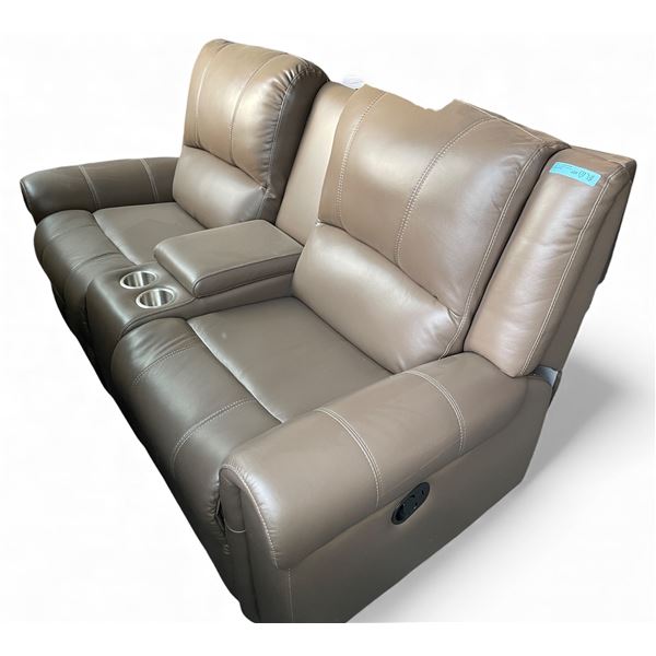 Prospera Home Top Grain Genuine Loveseat Power Recliner Retail $3000