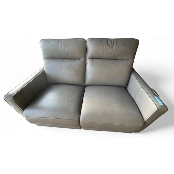 Prospera Home Dark Grey Leather 2 Seater Reclining Sofa