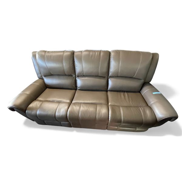 Prospera Home Brown Leather Reclining Sofa