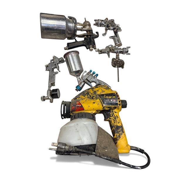 Group of Assorted Paint Spray Guns & Wagner Electric Sprayer