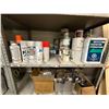 Image 2 : Large Assorted Workshop Lot: Paints, Stains, Spray Cans, Solvents, Clamps, Hardware & More