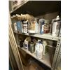 Image 3 : Large Assorted Workshop Lot: Paints, Stains, Spray Cans, Solvents, Clamps, Hardware & More