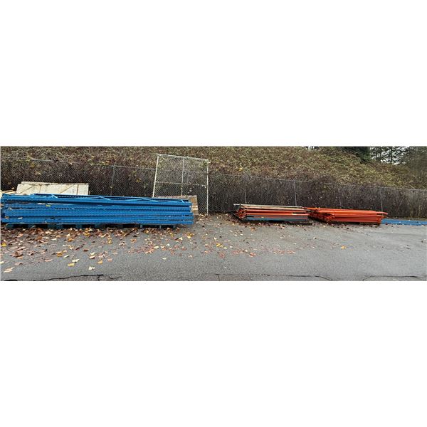 Group Disassembled Racking 6 Uprights Approx 15.5' & Approx 35+ Horizontal Beam Assorted Sizes