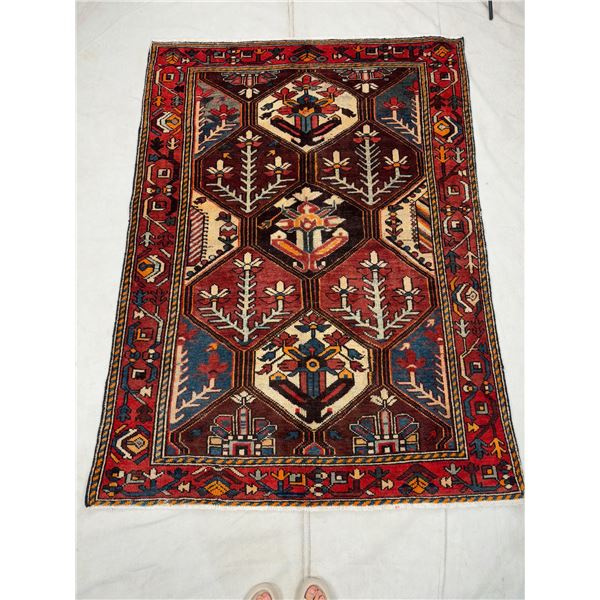 Hakan Kourosh, 100% Authentic Hand Knotted Wool Persian Rug Origin: Bakhtiyar -  Geometric map, Low 