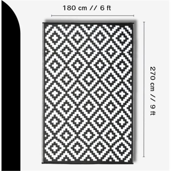 Outdoor Area Rug Mat Reversible & Waterproof made with Recycle Plastic Straws for Patios, Outdoors, 