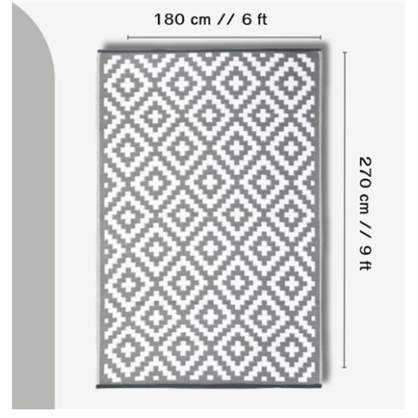 Outdoor Area Rug Mat Reversible & Waterproof made with Recycle Plastic Straws for Patios, Outdoors, 