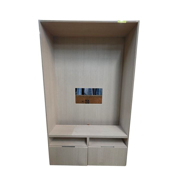 Large Modern Light-Oak Wall Unit Entertainment Cabinet (49L x 14Wx 82 H")