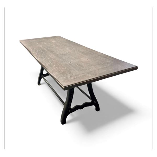 Large Wood Top Metal Framed Table (84 L x 30 W x 30 H")